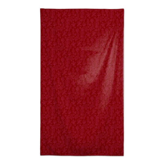 102" Autumn Pattern Leaves On Red Tablecloth